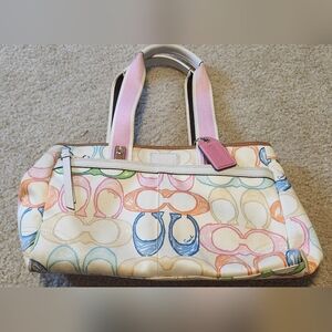 Coach Hampton Multicolor Crayon Scribble Nylon Handbag Tote